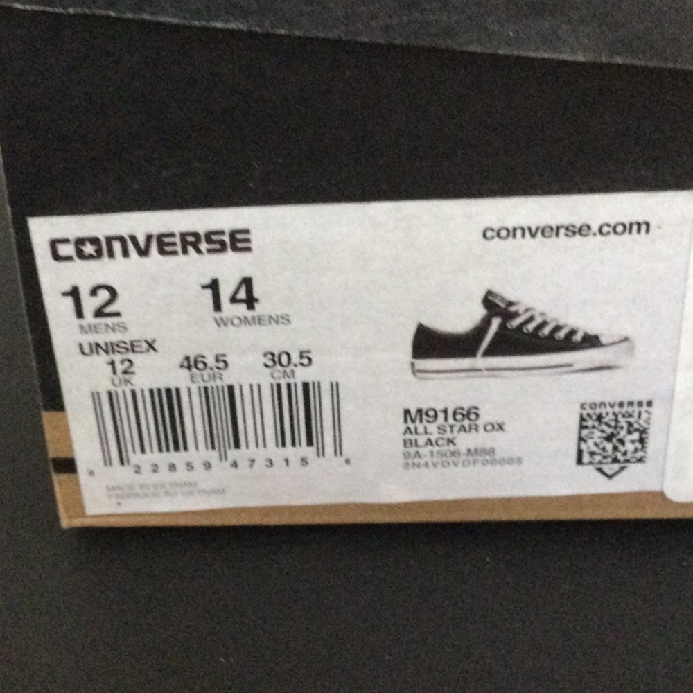 NIB Converse- All Star black white shoes, size 12 mens 14 womens - Picture 4 of 4